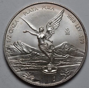 1998 Silver Mexico 1/2 Oz Libertad .999 Fine - Picture 1 of 2