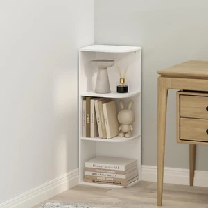 Furinno Reed 3-Tier Space Saving Corner Storage Display Shelf, White - Picture 1 of 12