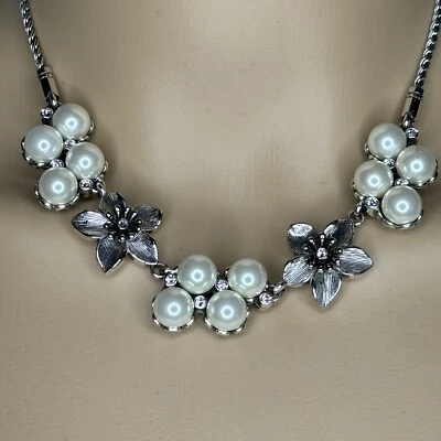 Brighton Catch The Moon Flower Pearl Crystal Necklace - Image 1 of 4