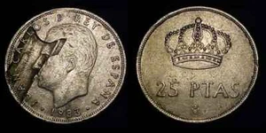 SPAIN 1983 25 Pesetas *Lamination* VF - Picture 1 of 1