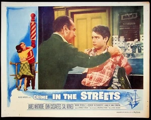 Tarjeta de vestíbulo original Crime in the Streets 1956 con Mark Rydell y Sal Mineo 1 - Imagen 1 de 2