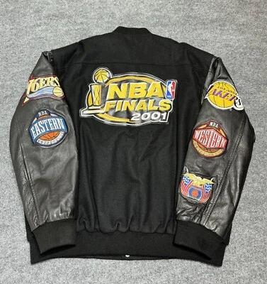 VTG Jeff Hamilton 2001 NBA Finals LA Lakers Philadelphia 76ers Leather Jacket - Image 1 of 4
