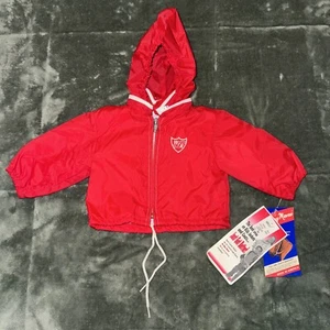 Winning Moves Windbreaker Jacket Kids 9M Red Hooded Full Zip Vintage Dead Stock - Picture 1 of 7