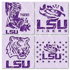 LSU Tigers Stencil – College Football, Sports Fan Art, Craft, Wall Decor Design - Picture 1 of 8