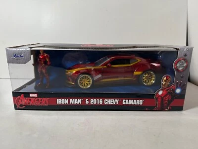 Jada Marvel Metals Avengers IRON MAN & 2016 Chevrolet Camaro Hollywood Rides# - Image 1 of 4