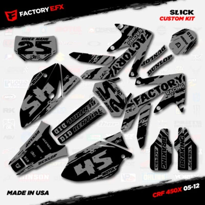 Kit de gráficos de carreras lisos negro y gris para Honda Crf450X 05-18 Crf 450X 450 Foto 1 de 3