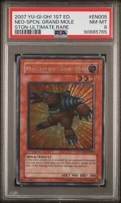 2007 YUGIOH 1ST ED STON-EN005 NEO-SPACIAN GRAND MOLE ULTIMATE PSA 8 NM #90885765 - Image 1 of 2