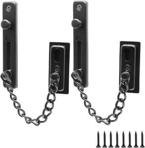 2 Pack Door Chain Lock with Spring, Stainless Steel Security Chain Guard, Anti-T - Picture 1 of 7