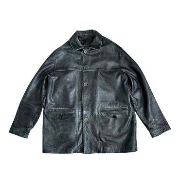 Daniel Cremieux Collection Black Lambskin Jacket Button Zipper Pocket Size Large - Image 1 of 4