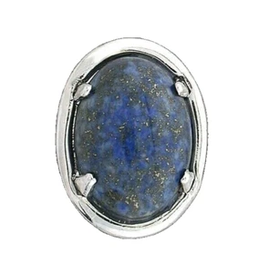 Oval Lapis 18x13 Cab Silver Color Tie Tack With Chain Clutchback EBS7567/11925 - Picture 1 of 2