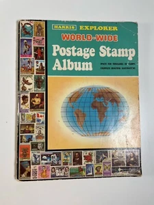 Album francobolli vintage 1973 Harris Explorer in tutto il mondo sopra con francobolli - Foto 1 di 22