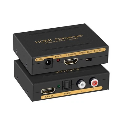 HDMI Audio Extractor Konverter HDMI zu HDMI & Optisches SPDIF + RCA L/R Stereo - Bild 1 von 4