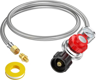 ALLOXITY 5FT 0-30 PSI Adjustable High Pressure Propane Regulator with Gauge 0~30PSI Gas F