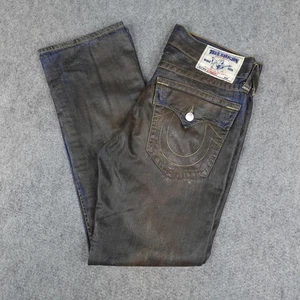 True Religion Jeans Mens 34x34 Blue Straight Flap Pocket Brown Bone Bad Pants 34 - Picture 1 of 18