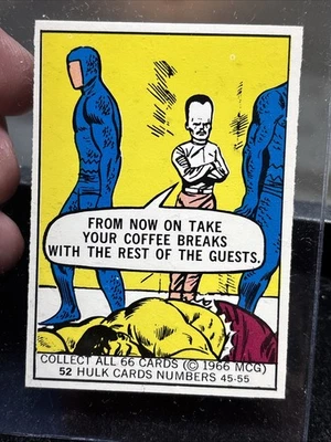 Tarjeta de superhéroes Marvel 1966 # 52 tarjeta de novato Hulk Donruss de colección gran forma Foto 1 de 2