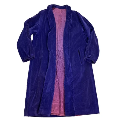Vintage MCM Purple Velvet Opera Coat Lined Open Front 3/4 Sleeve - Image 1 of 4