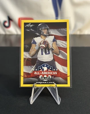 Jordan Love Rookie Yellow 2020 Leaf Draft All-American Packers #71 Utah State - Image 1 of 3