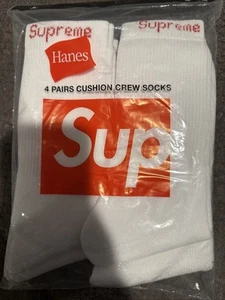 Supreme Hanes Men's White Cushion Crew Socks Size 6-12 NWT - Picture 1 of 4