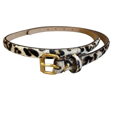 Cinturón de cuero ajustado Ann Taylor pelo de becerro estampado animal L Foto 1 de 4