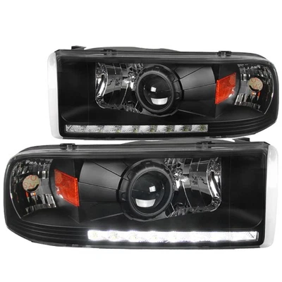 Faros proyectores tira LED L+R negros para Dodge Ram 1500 2500 3500 1994-2001 Foto 1 de 4