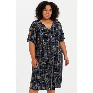 Vintage Lane Bryant Button Up Floral Plaid Dress V-Neck 90s Size 18 - Picture 1 of 9