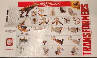 Transformers Age Of Extinction Leader Class Grimlock Instruction pamphlet - Image 1 of 2
