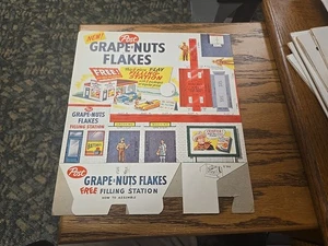 VINTAGE POST GRAPE NUTS FLAKES PLAY FILLING STATION CEREAL PREMIUM GAS STATION - Picture 1 of 8