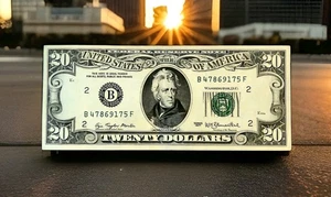 1977 $20 Twenty Dollar Bill Federal Reserve Note New York B 47869175 F Sharp AU - Picture 1 of 5