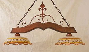 Lampadario bilanciare per cucina in ferro legno ceramica lampada country Art.250 - Imagen 1 de 10