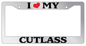 Chrome License Plate Frame I Heart My Cutlass Auto Accessory Novelty 1968 - Picture 1 of 1