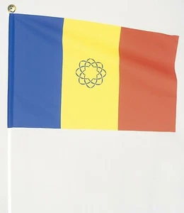 SGI Soka Gakkai  three colors Flag  W90cm x H60㎝ Hachiyo logo included With Pole - Picture 1 of 6