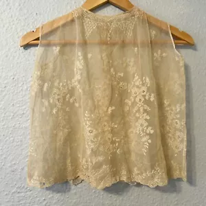 Antik 1900er Edwardian Französisch Tambour Netz Blumen Spitze Top Bluse Braut - Bild 1 von 7