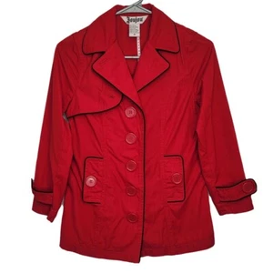 Jou Jou Fall Light Weight Jacket Womens Size Medium Red Black Button up Pocket - Picture 1 of 4