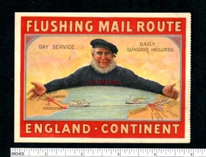 G.B. Maritime Flushing Mail Route Local Stamp Mailboat S.M. Zeeland Continent - Picture 1 of 2