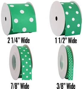 Dots Grosgrain Ribbon 3/8",7/8",1 1/2",2 1/4" widths 5 &10 yd rolls 19 colors - Picture 1 of 26