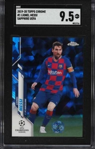 2019 Topps Chrome UEFA Sapphire #1 Lionel Messi SGC 9.5 MINT+ - Picture 1 of 2