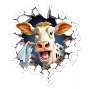 Cow Broken Wall, Vinyl Decal Sticker, Indoor Outdoor, 3 Sizes, #9266 - Picture 1 of 1
