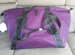 Adrienne Vittadini Dark Plum 18" Nylon Duffle Handbag Purse NEW Roomy Weekend - Picture 1 of 8