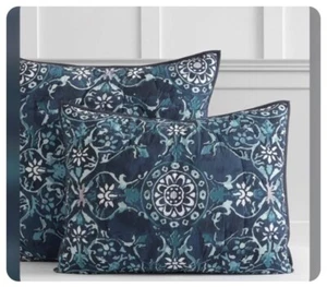 Pottery Barn NEW PB Medallion Tapestry EURO Sham Lennon & Maisy Navy Aqua Teal - Picture 1 of 3
