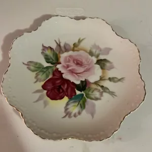 LEFTON HAND PAINTED ROSES ~ 8 1/4" PLATE - Picture 1 of 2