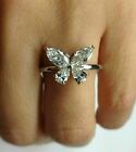 2.50Ct Simulated Diamond Butterfly Shape Engagement Ring 14k White Gold Size 7