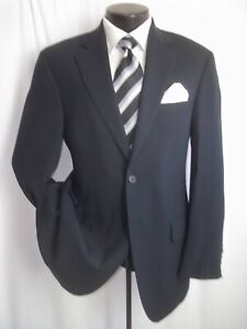 John.W.Nordstrom solid black 2 Buttons Wool Suit 40R~Pants 35"W x 31"L