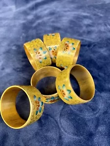 Juego de 6 servilleteros cloisonné vintage esmaltados sobre latón - Imagen 1 de 6