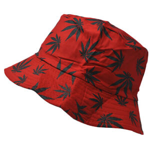 Unisex Marijuana Leaf Reversible Bucket Hat Fishing Boonie Safari Camping Cap