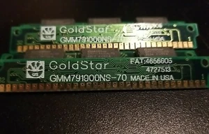 USA Made RARE GOLD Contact 1MB Goldstar GMM791000NS-70 30-Pin SIMM RAM Memory - Picture 1 of 4