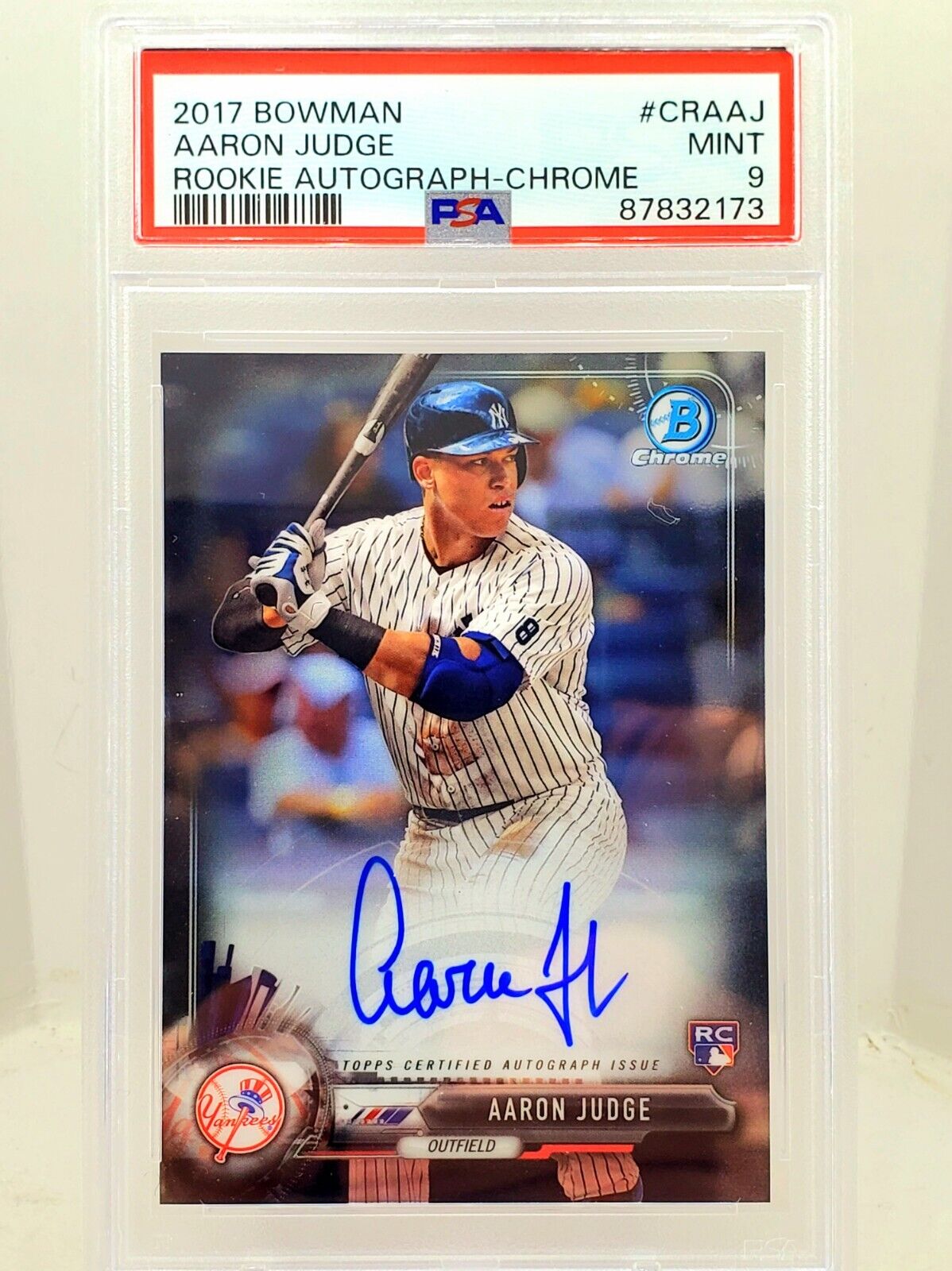 2017 Bowman Chrome Aaron Judge ROOKIE Auto Yankees RC Autograph PSA MINT 9