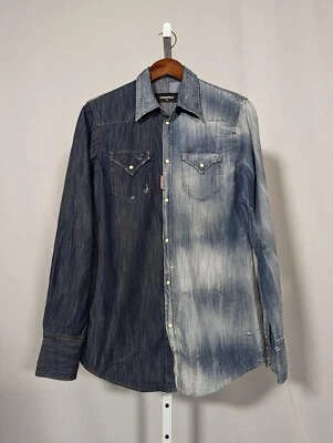 Camisa a Presión Vaquera Occidental Dsquared2 AW 2015 Runway 5050 Indigo/Lavado a Piedra Foto 1 de 4