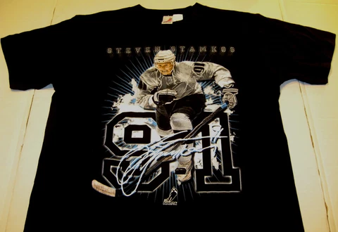 STEVEN STAMKOS Game Action Pose NHLPA Hockey  Black T-Shirt New NWT Youth MEDIUM Cover