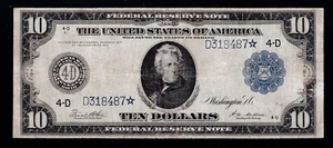 US 1914 $10 FRN Cleveland District STAR NOTE* FR 919a F-VF (487*) - Picture 1 of 2
