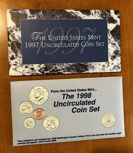1997 & 1998 P&D US Uncirculated Mint Sets as Issued with OGP & COA- 20 Coins - Picture 1 of 6